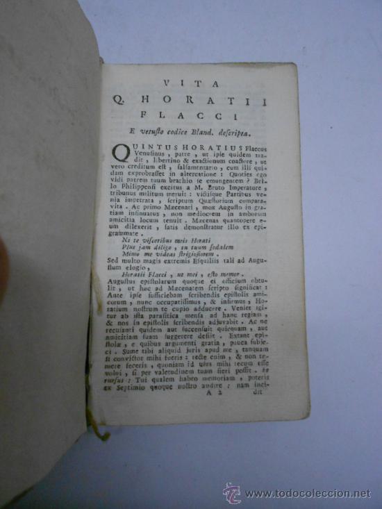 Libros antiguos: LIBRO EN PERGAMINO HORACIO OPERA HACIA 1750, 2 HOJAS , 234 PP. 8X14 CMS - Foto 3