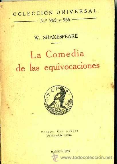 Libros antiguos: SHAKESPEARE : LA COMEDIA DE LAS EQUIVOCACIONES (CALPE, 1924) - Foto 1