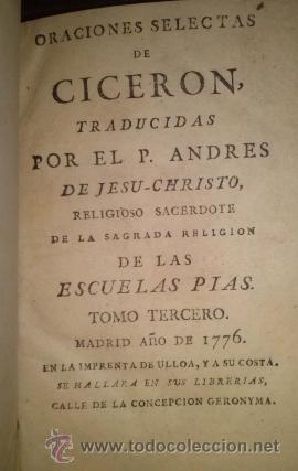 Libros antiguos: ORACIONES SELECTAS DE CICERON MADRID 1776 - Foto 1