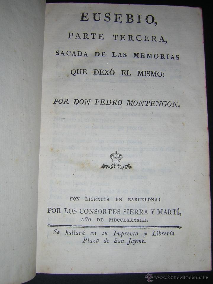 Libros antiguos: 1793 - DON PEDRO DE MONTENGON - EUSEBIO - 4 TOMOS COMPLETO - Foto 5