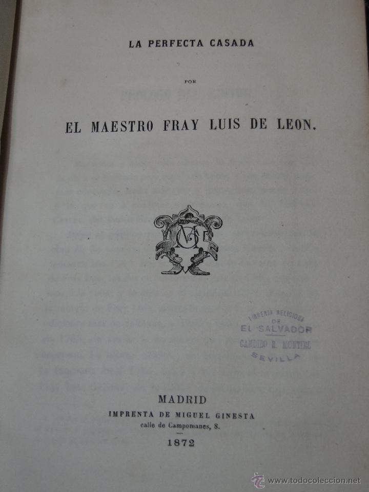 Libros antiguos: LA PERFECTA CASADA.--FRAY LUIS DE LE&Oacute;N.- 1872 - Foto 2