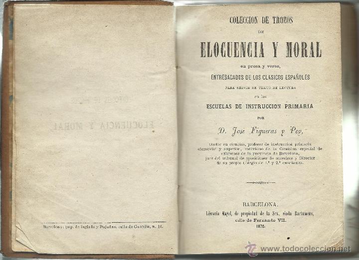 Libros antiguos: COLECCI&Oacute;N DE TROZOS DE ELOCUENCIA Y MORAL - Foto 1