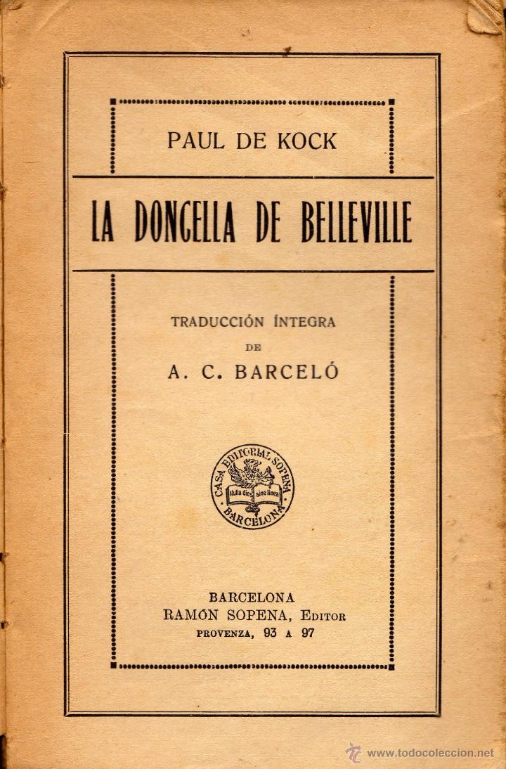 Libros antiguos: LA DONCELLA DE BELLEVILLE de Paul de Kock - Foto 1