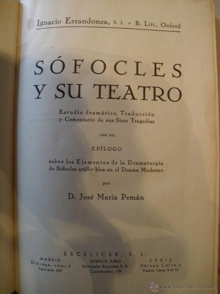 Libros antiguos: SOFOCLES Y SU TEATRO. IGNACIO ERRANDONEA. - Foto 2