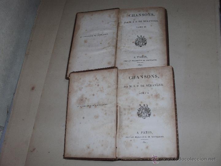 Libros antiguos: CHANSONS - M.J.P. DE BERANGER - 2 TOMOS - Foto 1