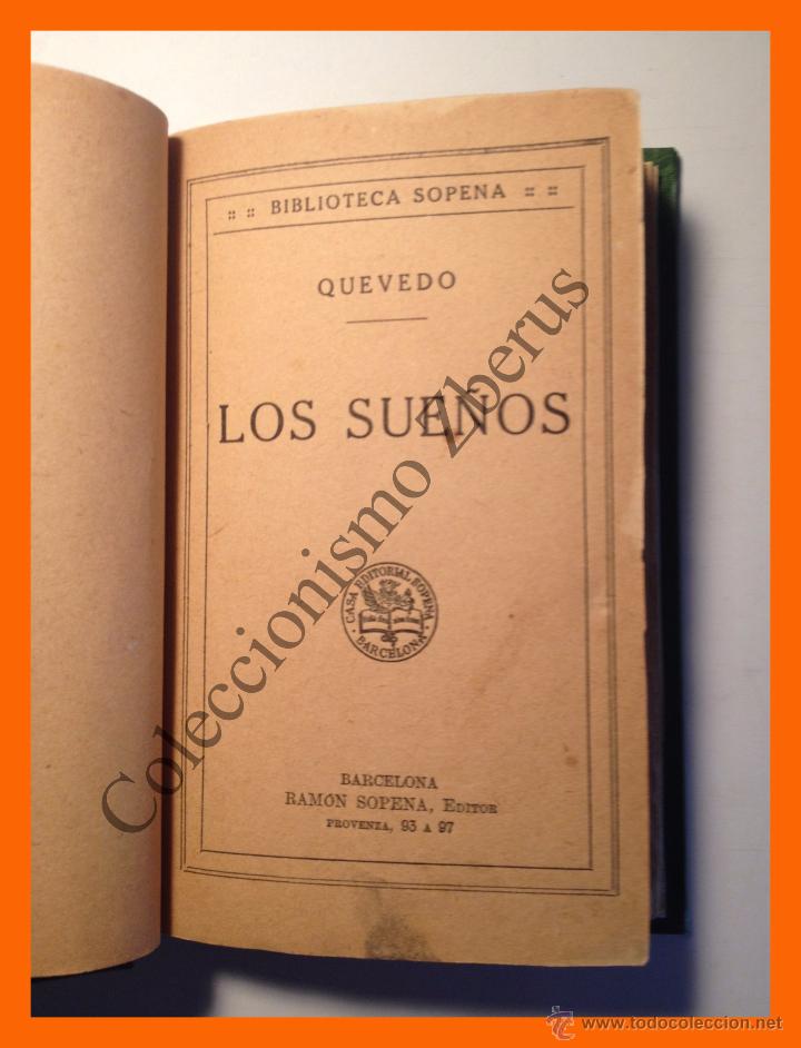 Libros antiguos: Los sue&ntilde;os - Quevedo - Colecci&oacute;n Biblioteca Sopena - Foto 1