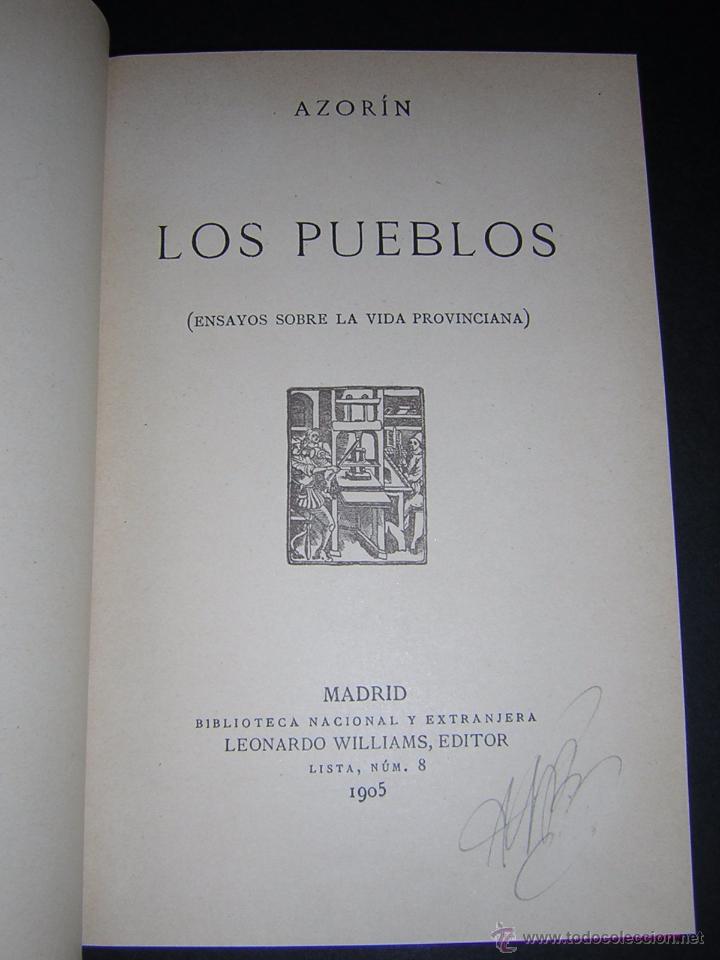 Libros antiguos: 1905 - AZOR&Iacute;N - LOS PUEBLOS - PRIMERA EDICI&Oacute;N - Foto 2