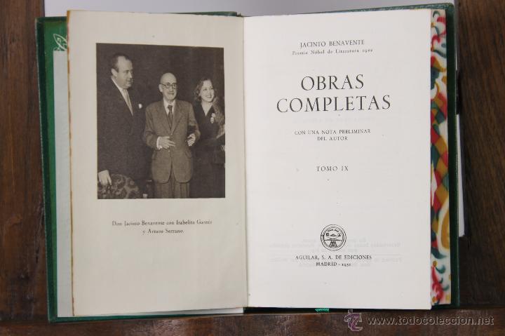 Old books: LP-106 - OBRAS COMPLETAS. JACINTO BENAVENTE. IX VOLUM.(VER DESCR.) EDIC. AGUILAR. 1947-1953.