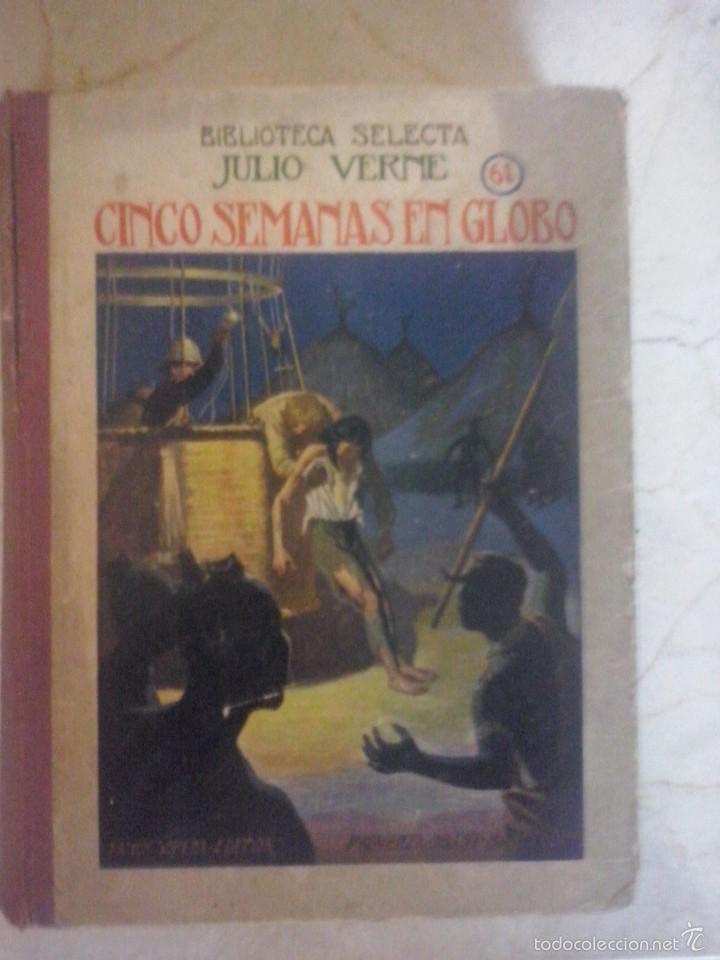 Libros antiguos: CINCO SEMANAS EN GLOBO DE JULIO VERNE - Foto 1