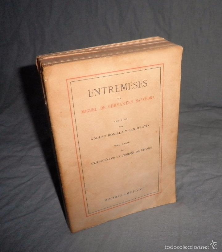 Libros antiguos: ENTREMESES DE M.DE CERVANTES - A&Ntilde;O 1916 - EDICION NUMERADA EN  HILO. - Foto 1