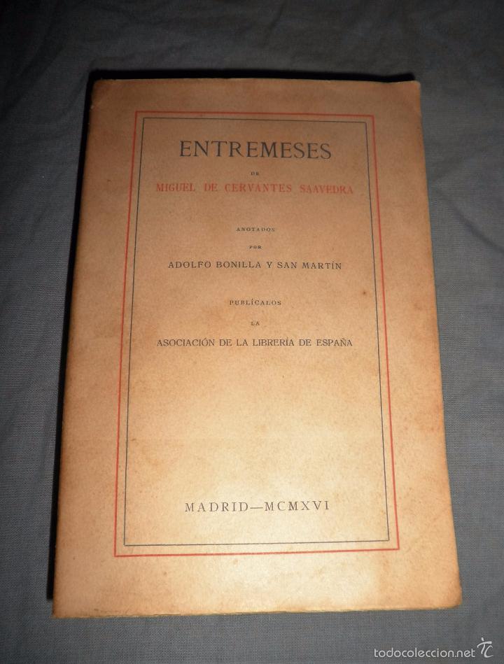 Libros antiguos: ENTREMESES DE M.DE CERVANTES - A&Ntilde;O 1916 - EDICION NUMERADA EN  HILO. - Foto 2