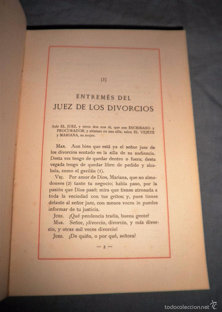 Libros antiguos: ENTREMESES DE M.DE CERVANTES - A&Ntilde;O 1916 - EDICION NUMERADA EN  HILO. - Foto 6