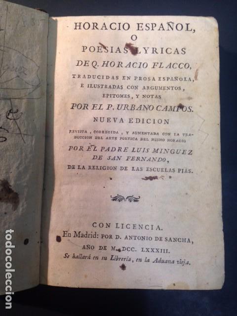 Libros antiguos: HORACIO ESPA&Ntilde;OL. IMPRESOR ANTONIO DE SANCHA 1783 - Foto 6