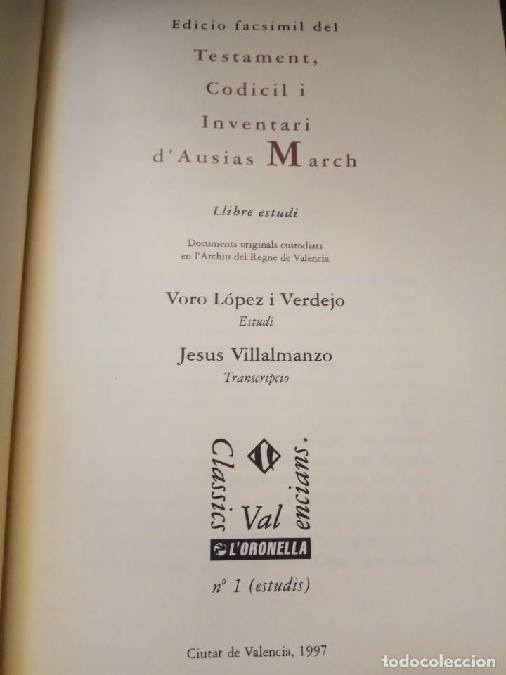 Libros antiguos: FACSIMIL. TESTAMENT, CODICIL I INVENTARI DAUSIAS MARCH. LORONELLA. 1997 - Foto 8