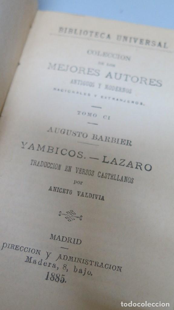 Libros antiguos: 1885.- YAMBICOS LAZARO. AUGUSTO BARBIER - Foto 2