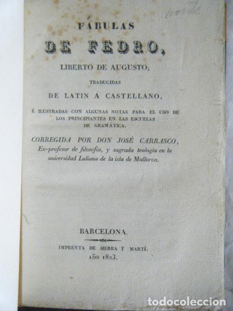 Libros antiguos: FEDRO.- Fabulas (1823) - Foto 2