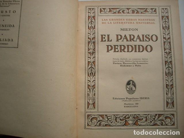 Libros antiguos: EL PARAISO PERDIDO. MILTON,   IBERIA, Madrid, (1932) - Foto 2