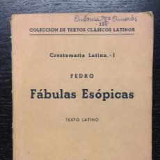 Libros antiguos: FABULAS ESOPICAS, FEDRO, TEXTO LATINO, CIRCA 1923. Lote 127622499