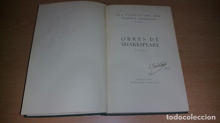 Libros antiguos: Classics del mon SHAKESPEARE VOLUM 1 ED. BARCINO ANY 1930 - Foto 2
