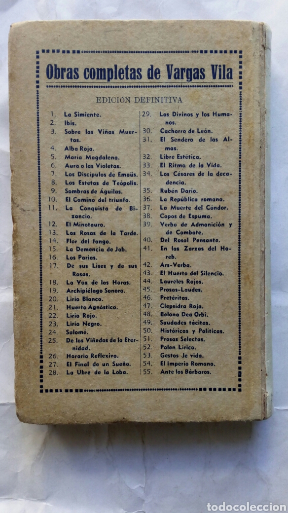 Libros antiguos: Cl&eacute;psidra roja. Vargas Vila. - Foto 2