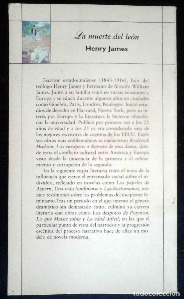 Libros antiguos: La muerte del le&oacute;n (Henry James) - Foto 2