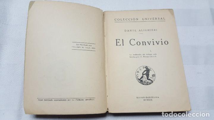 Libros antiguos: I EL CONVIVIO. DANTE ALIGUIERI. 1919. - Foto 2