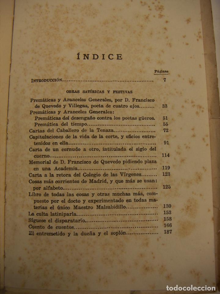 Libros antiguos: Quevedo - IV Obras Sat&iacute;ricas y Festivas - Foto 5