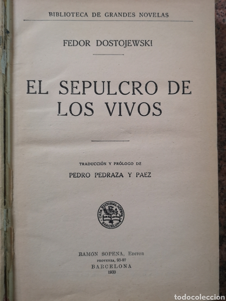 Libros antiguos: El sepulcro de los vivos. Fedor Dostojewski. A&ntilde;o 1930 - Foto 2
