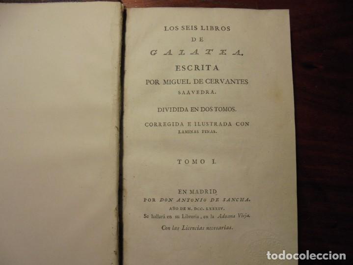 Libros antiguos: CERVANTES. LA GALATEA. SANCHA 1784. 2 Tomos - Foto 1