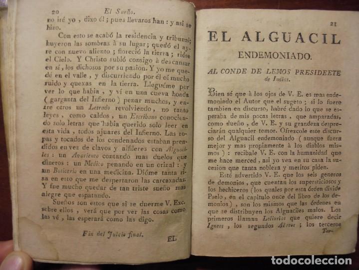 Libros antiguos: QUEVEDO. SUE&Ntilde;OS Y DISCURSOS. SIGLO XVIII - Foto 5