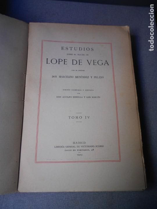 Libros antiguos: ESTUDIOS SOBRE EL TEATRO DE LOPE DE VEGA - Foto 10