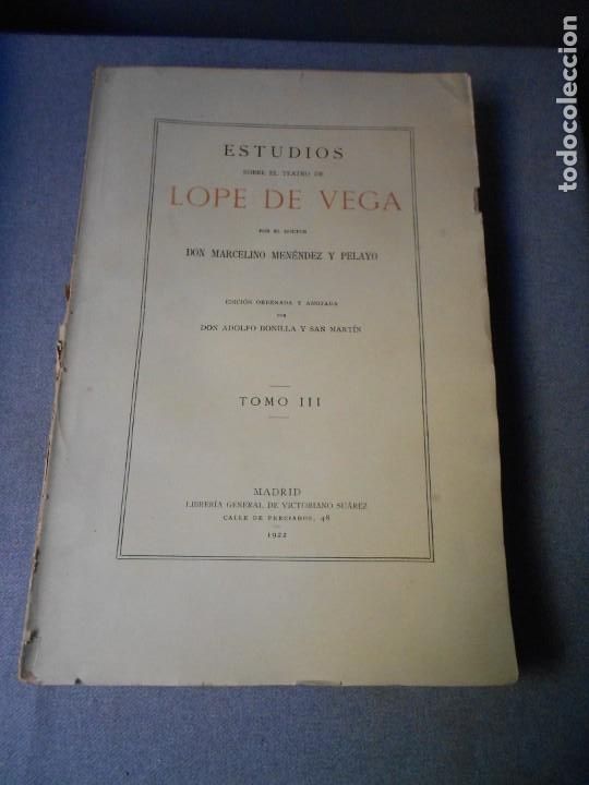 Libros antiguos: ESTUDIOS SOBRE EL TEATRO DE LOPE DE VEGA - Foto 12