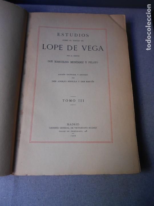 Libros antiguos: ESTUDIOS SOBRE EL TEATRO DE LOPE DE VEGA - Foto 13