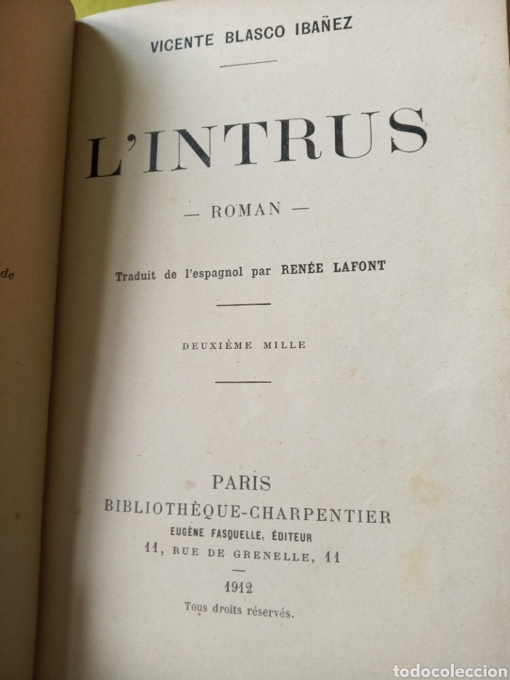Libros antiguos: L intrus. Vicente Blasco Ib&aacute;&ntilde;ez - Foto 3