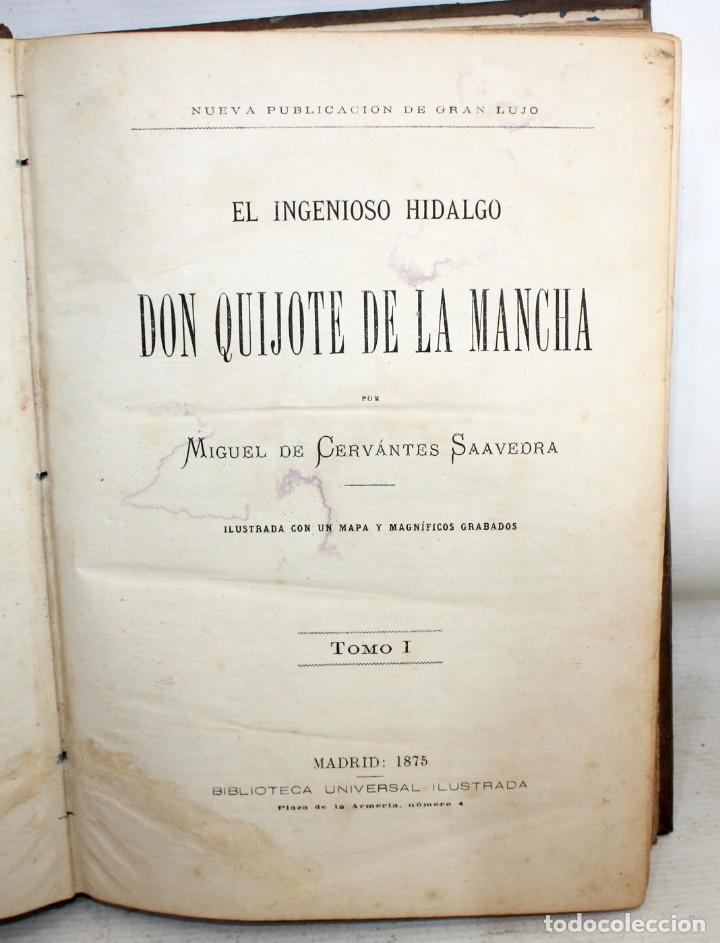 Libros antiguos: EL INGENIOSO HIDALGO DON QUIJOTE DE LA MANCHA. CERVANTES. BIBLIOTECA UNIVERSAL ILUSTRADA. 2 TOMOS