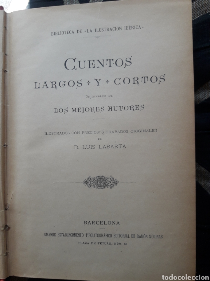 Libros antiguos: Cuentos cortos y largos, libro de Editorial Ram&oacute;n Molinas, sobre 1890 - Foto 2
