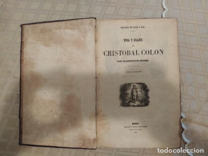 Libros antiguos: Vida y viajes de Crist&oacute;bal Colon - Washington Irving - Foto 2