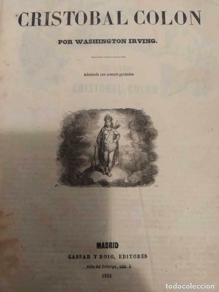 Libros antiguos: Vida y viajes de Crist&oacute;bal Colon - Washington Irving - Foto 3