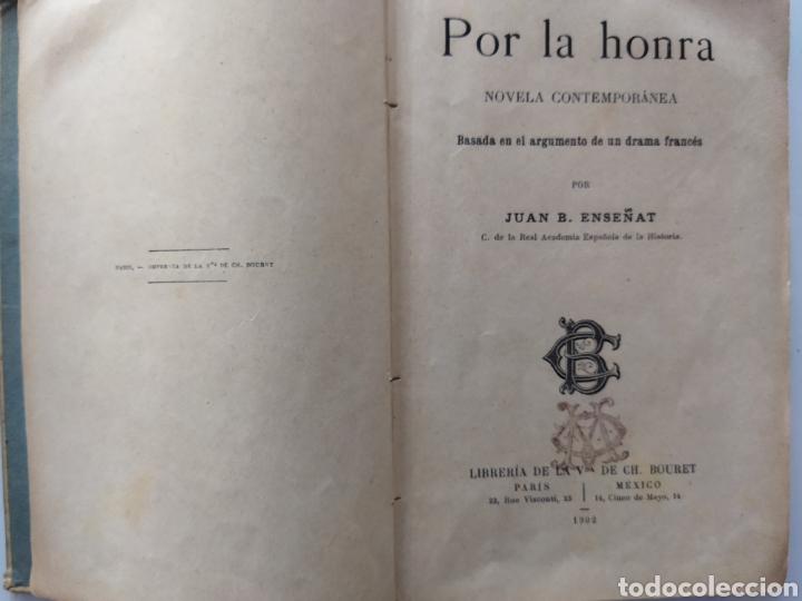 Libros antiguos: Por la Honra .Juan B.Ense&ntilde;at. 1902 - Foto 4