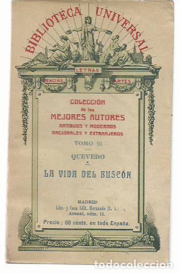 Libros antiguos: LA VIDA DEL BUSC&Oacute;N, de QUEVEDO. (Biblioteca Universal, 1926) - Foto 1