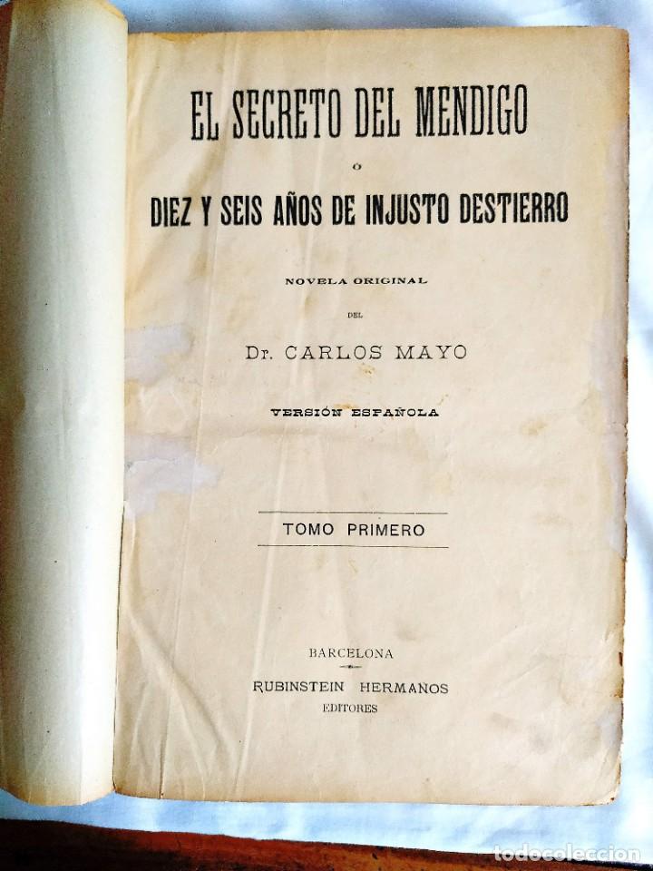 Libros antiguos: 1894 - CARLOS MAYO: EL SECRETO DEL MENDIGO - Foto 1