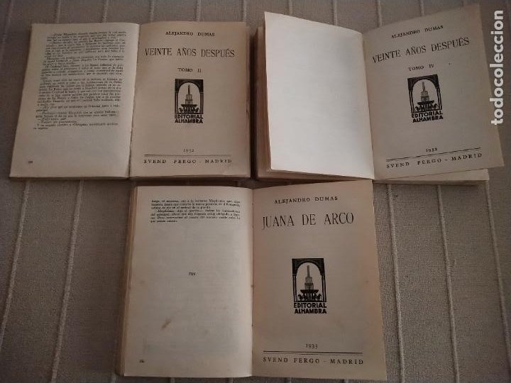 Libros antiguos: VEINTE AÑOS DESPUÉS EN 3 TOMOS. ALEJANDRO DUMAS. EDITORIAL ALHAMBRA, 1932. - Foto 4 - 249203785