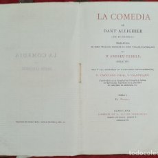 Libros antiguos: LA COMEDIA. DANT ALLIGHIERI. TOMO I. EL POEMA. LIB. DE ALVARO VERDAGUER. 1878.. Lote 263270665