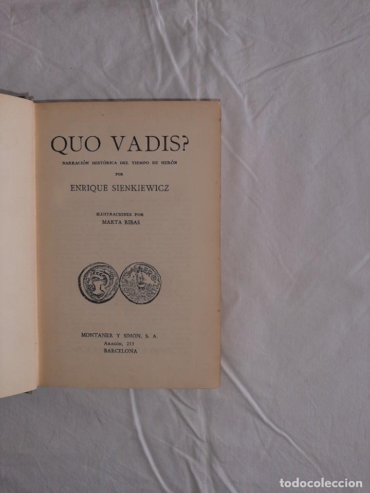 Libros antiguos: QUO VADIS? SIENKIEWICZ. MONTANER Y SIMON. - Foto 3