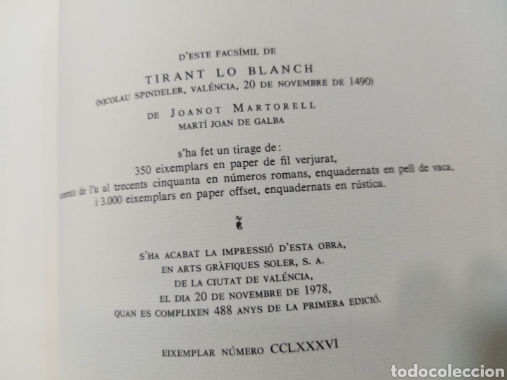 Libros antiguos: TIRANT LO BLANCH,FACSIMIL - Foto 6