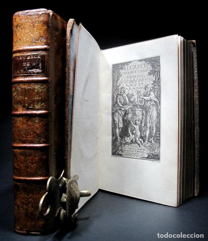 Libros antiguos: Año 1768 Primera edición de lujo De rerum natura Lucrecio Antigua Roma Grand Papier Grabados 2V - Foto 9 - 285297948