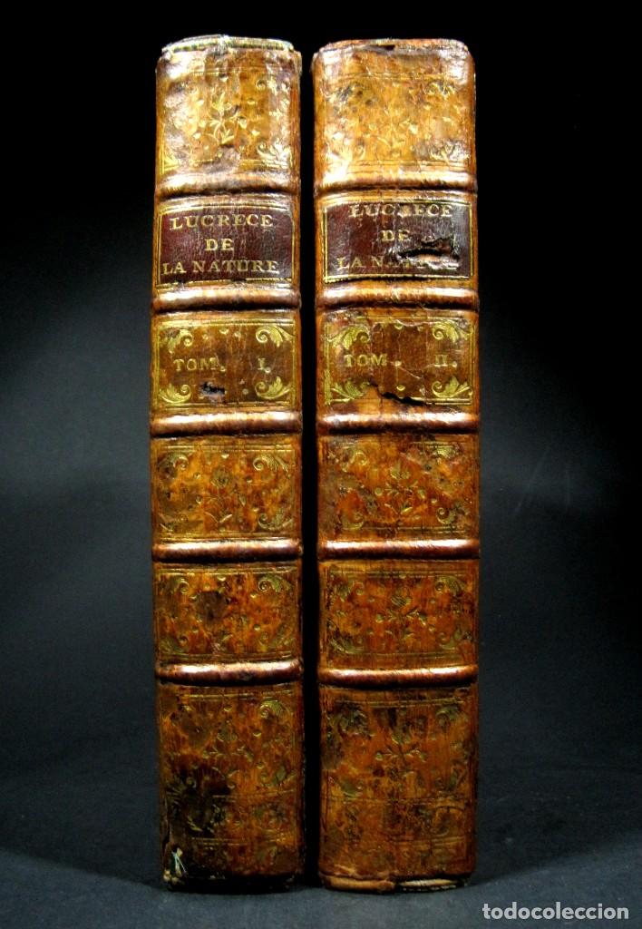 Libros antiguos: Año 1768 Primera edición de lujo De rerum natura Lucrecio Antigua Roma Grand Papier Grabados 2V - Foto 12 - 285297948