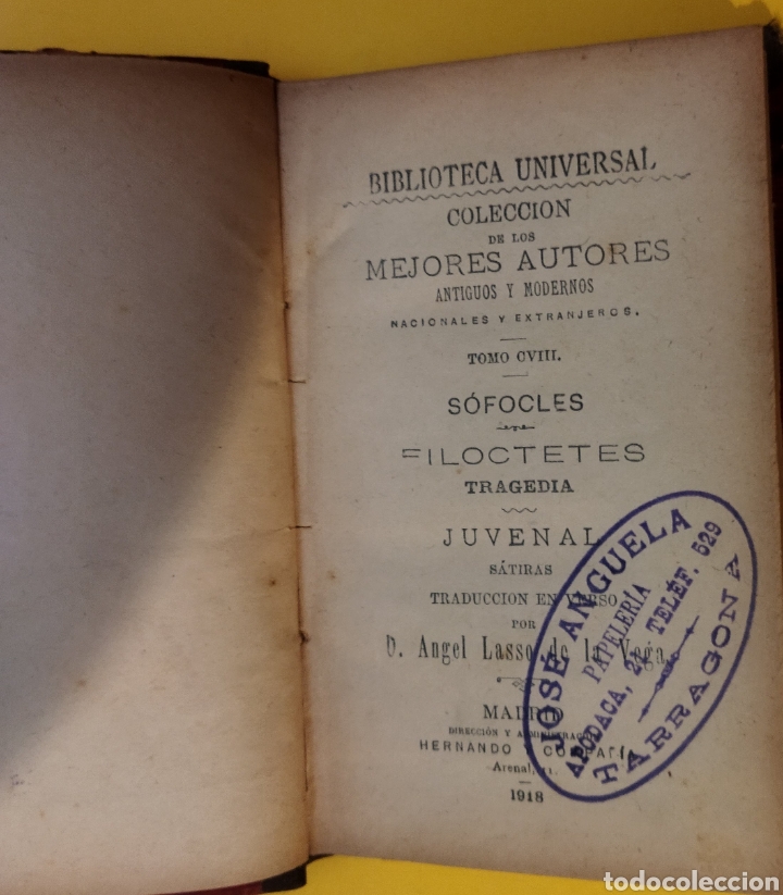 Libros antiguos: Coleccion de kos mejores autores Sofocles 1918 - Foto 1