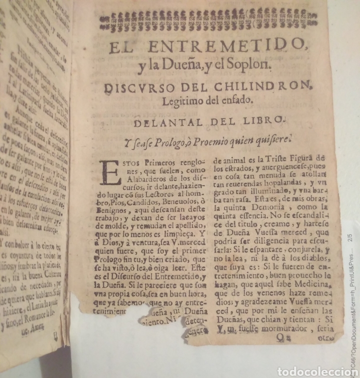 Libros antiguos: Parte primera de las obras en prosa de Francisco Quevedo 1687 - Foto 12