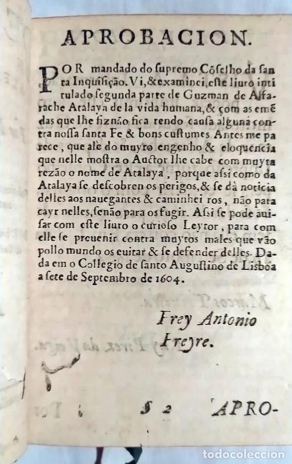 Libros antiguos: AÑO 1605. VIDA DE GUZMÁN DE ALFARACHE. IMPRESO EN BARCELONA. EN ESPAÑOL. - Foto 4 - 299493278